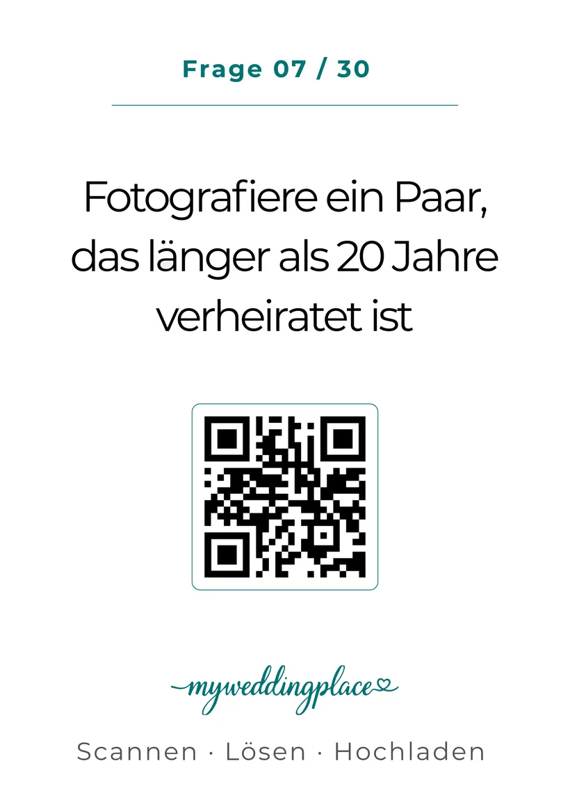 Fotospiel-Karte – Frage 7 von 30: Fotografiere ein Paar, das länger als 20 Jahre verheiratet ist