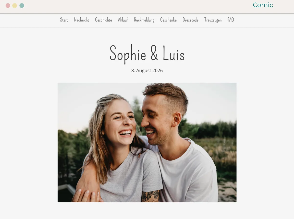 Hochzeitswebsite Vorlage