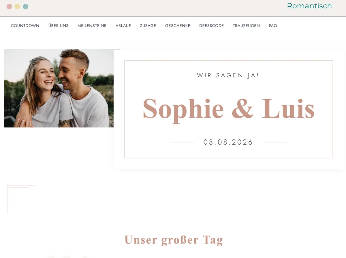 Hochzeitswebsite Vorlage