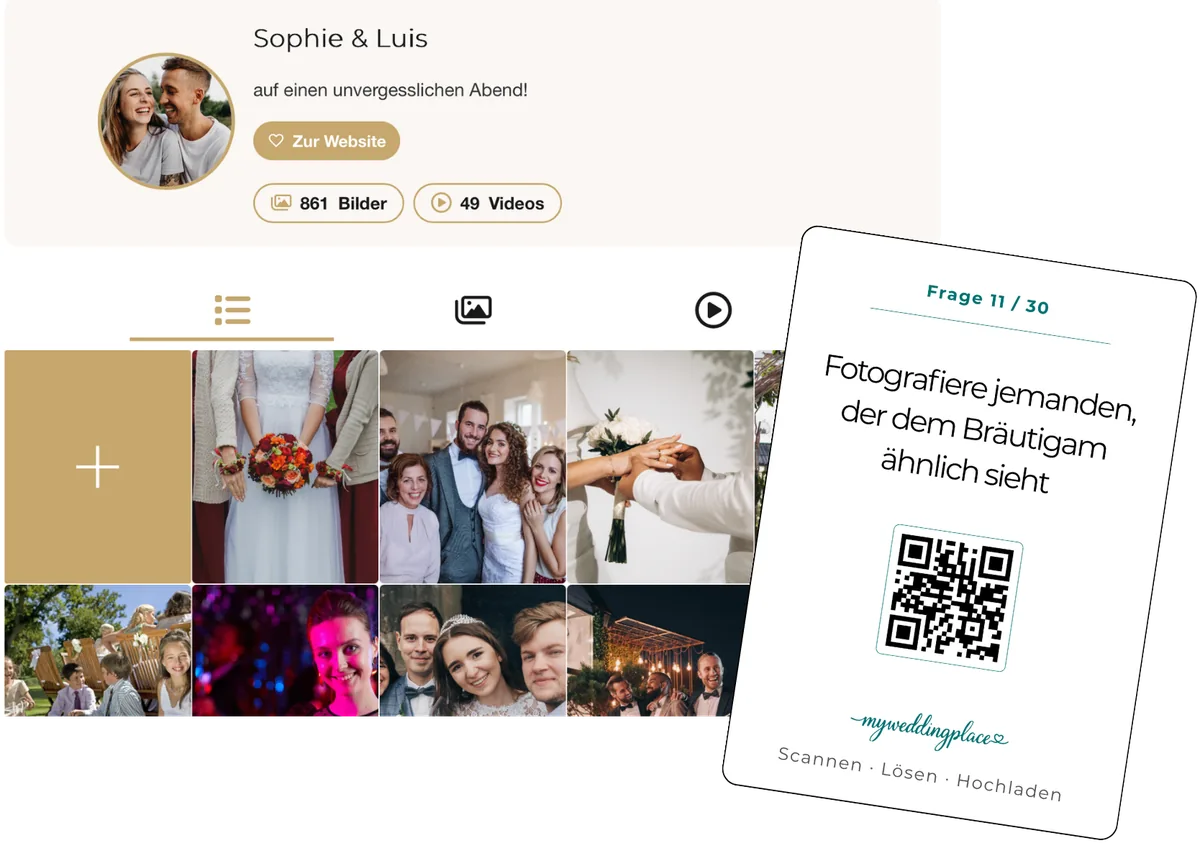 Weddygram Foto-Cloud und Fotospiel mit QR-Code am Hochzeitstag